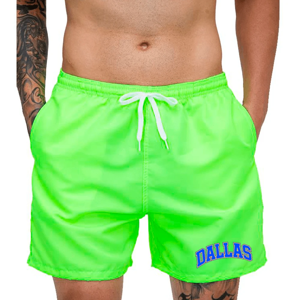 Bermuda Short USA Summer Light Tactel Beach Men's Fashion Basic - 青檸色 - 查看 1