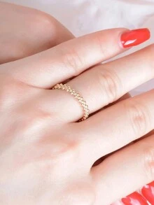 1 件 S925 纯银简约 3 层球形 Ins 风格 18K 镀层休闲戒指，适合女性日常佩戴和作为节日礼物 - 三層原子女士戒指 - 查看 5