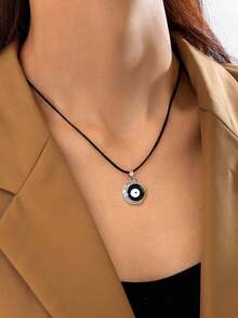 Dây chuyền mặt dây chuyền kim cương pha lê mặt trăng và mắt quỷ phong cách Gothic cổ điển dành cho phụ nữ - màu đen - Xem 1