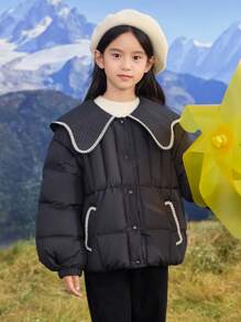 Balabala Girls' Down Jacket 2024 Winter For Older Tween Girl - Black - View 1