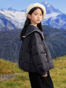 Balabala Girls' Down Jacket 2024 Winter For Older Tween Girl - Black - View 3