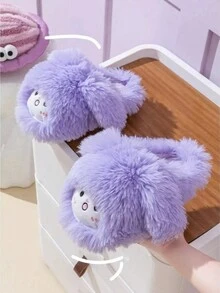 Dép lông mềm mại cho nữ, Giày lười đi trong nhà ấm áp, Mùa đông - Màu tím - Xem 3