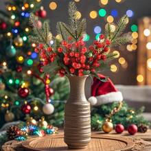 3 件/5 件人造圣诞红色浆果，可弯曲树枝，圣诞花环、圣诞树、家居装饰、圣诞礼物装饰配件 - 彩色 - 查看 10