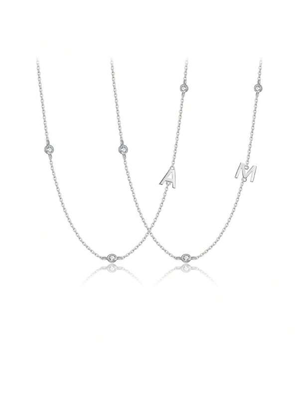 ANDYWEN قلادة مكعب زركونيا و مثلث حلية فضة