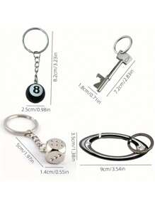 1 pièce/1 set, Pendentif de sac thème boule 8 noire, pendentif d'ornement de sac garçon/fille, ensemble de porte-clés mousqueton en alliage de zinc avec charms à la mode - clip ovale - pendentif passoire, décapsuleur pendant, pack d'accessoires combo de style de rue personnalisable, décoration de sac individualisée pour femmes, cadeau de rentrée scolaire, cadeau d'anniversaire, usage quotidien, cadeau de fête pour les amis