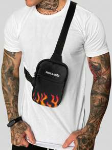 Pega A Visao Men's Shoulder Bag Mini Crossbody Bag Toiletry Bag Fire Small Catch The Eye - 黑與白 - 查看 1