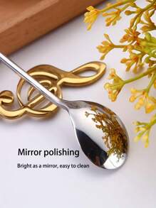 1/5/10pcs Stainless Steel Coffee Spoons - Creative Musical Treble Clef Design, Ideal For Desserts, Espresso, Mixing, Ice Cream, Suitable For Home, Dorm, Office, Cafe, Restaurant And Hotel Back To School