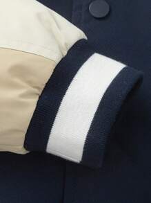 Balabala Chaqueta acolchada con cuello tipo béisbol para niños, prenda exterior de moda para niños