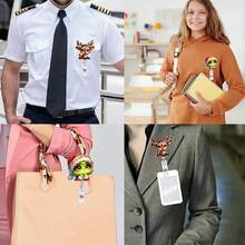 1 件，海龟乌龟形伸缩徽章夹，按扣，亚克力 ID 徽章卷轴，适合教师学生医生护士男女的礼物 - 彩色 - 查看 3