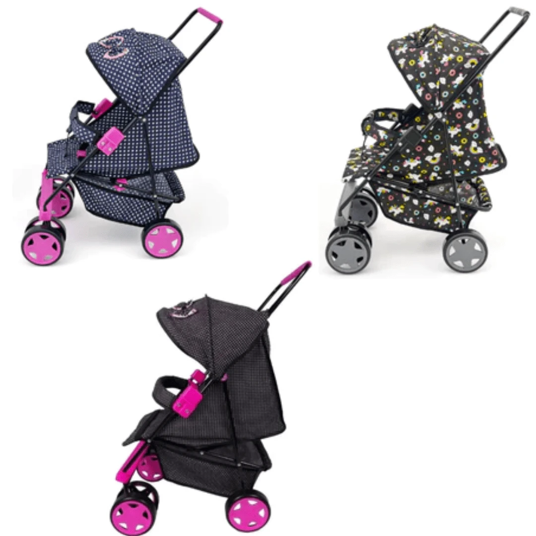 Milano Oliveira Gray/Pink Reborn Baby Doll Stroller And Bottle - màu đen - Xem 1
