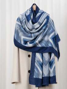 优雅透气流苏披肩，时尚条纹围巾设计，温暖百搭的女士长围巾，适合户外、海滩、遮阳 - 彩色 - 查看 6