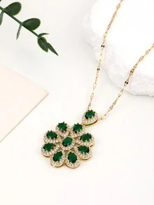 1 chiếc vòng cổ mặt hoa Zirconia nhiều màu sang trọng & thanh lịch thời trang, thích hợp làm trang phục hàng ngày & quà tặng cho phụ nữ - hoa - Xem 12