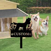 1 Piece Customizable Dog Name Memorial Plaque Stake, Metal Cemetery Signs Black, Condolence Signs, Sturdy And Durable Pet Grave Markers, Yard Decor, Garden Decor, Cemetery Decor, Pet Signs - A Loving Tribute To Your Beloved Dog!