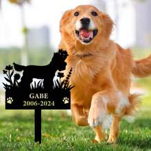 1 Piece Customizable Dog Name Memorial Plaque Stake, Metal Cemetery Signs Black, Condolence Signs, Sturdy And Durable Pet Grave Markers, Yard Decor, Garden Decor, Cemetery Decor, Pet Signs - A Loving Tribute To Your Beloved Dog!