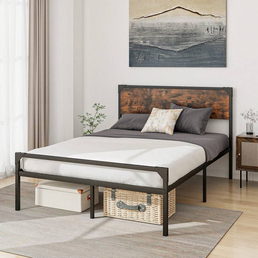 Stylish Full Size Platform Bed Frame With Easy Assembly, Ample Storage