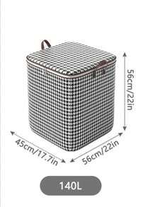1pc Extra Large Capacity Cloths Quilt Handbag, Reusable Houndstooth Storage Basket, Wardrobe Organizer, Sturdy Moving Box