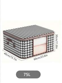 1pc Extra Large Capacity Cloths Quilt Handbag, Reusable Houndstooth Storage Basket, Wardrobe Organizer, Sturdy Moving Box