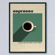 1 件复古浓缩咖啡帆布艺术印刷品 - 适用于客厅、卧室、厨房、办公室和咖啡店的墙壁装饰 - 现代复古风格，帆布墨水海报，适用于家庭和酒吧，无框/带框