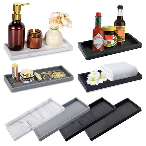 1 Pc Storage Tray, Rectangular Vanity Tray, Bathroom Toilet Silicone Plate For Hand Soap, Bath Supplies, Perfume, Aromatherapy, Kitchen Condiment Bottle Holder, Jewelry Display Stand, Cosmetics Skincare Glasses Key Rack, Soap Dish, Sink Sponge Storage Organizer, Bathroom Accessories, Home Decor