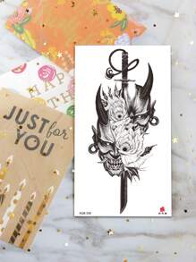 5 件/套大尺寸人体艺术临时纹身贴纸，男女皆宜，黑色深色风格猎人狮子皇冠龙狼几何骷髅图案，防水假纹身，持续 2-5 天，遮盖疤痕，可用于手臂手腕肩膀腿腰颈手胸部大腿手指脚踝，适用于派对、礼物、度假、身体装饰 - 黑色 - 查看 6