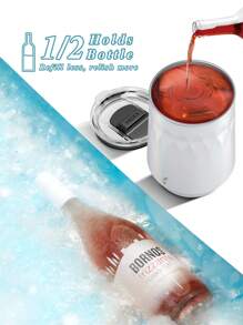 Vaso de acero inoxidable de 14 oz con tapa, vaso de vino sin tallo con doble aislamiento, con tapa a prueba de fugas - mantiene las bebidas calientes y frías, adecuado para diferentes escenarios, fiestas, actividades al aire libre, regalos