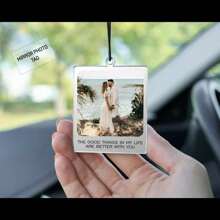 Foto personalizada e texto Etiqueta de carro com foto personalizada, presente de foto de carro pendurada, presente de aprovação no teste de direção, aniversário, dia dos namorados, presente, presente de carro com foto de acrílico