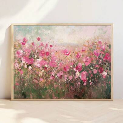1 pieza Póster retro de flores silvestres de primavera estilo boho sin marco - Pintura abstracta floral rústica minimalista para decoración de hogar, dormitorio, sala de estar, apartamento