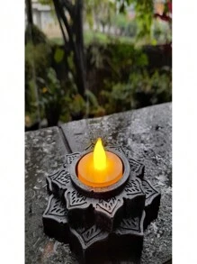 Lotus Flower Candle Holder Resin Candlestick Plus Free Candle - 查看 2