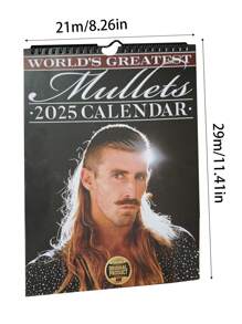 1 pièce Calendrier mural humoristique "2025 World's Greatest Mullet Humor" - Excellent pour la décoration de la maison et du bureau