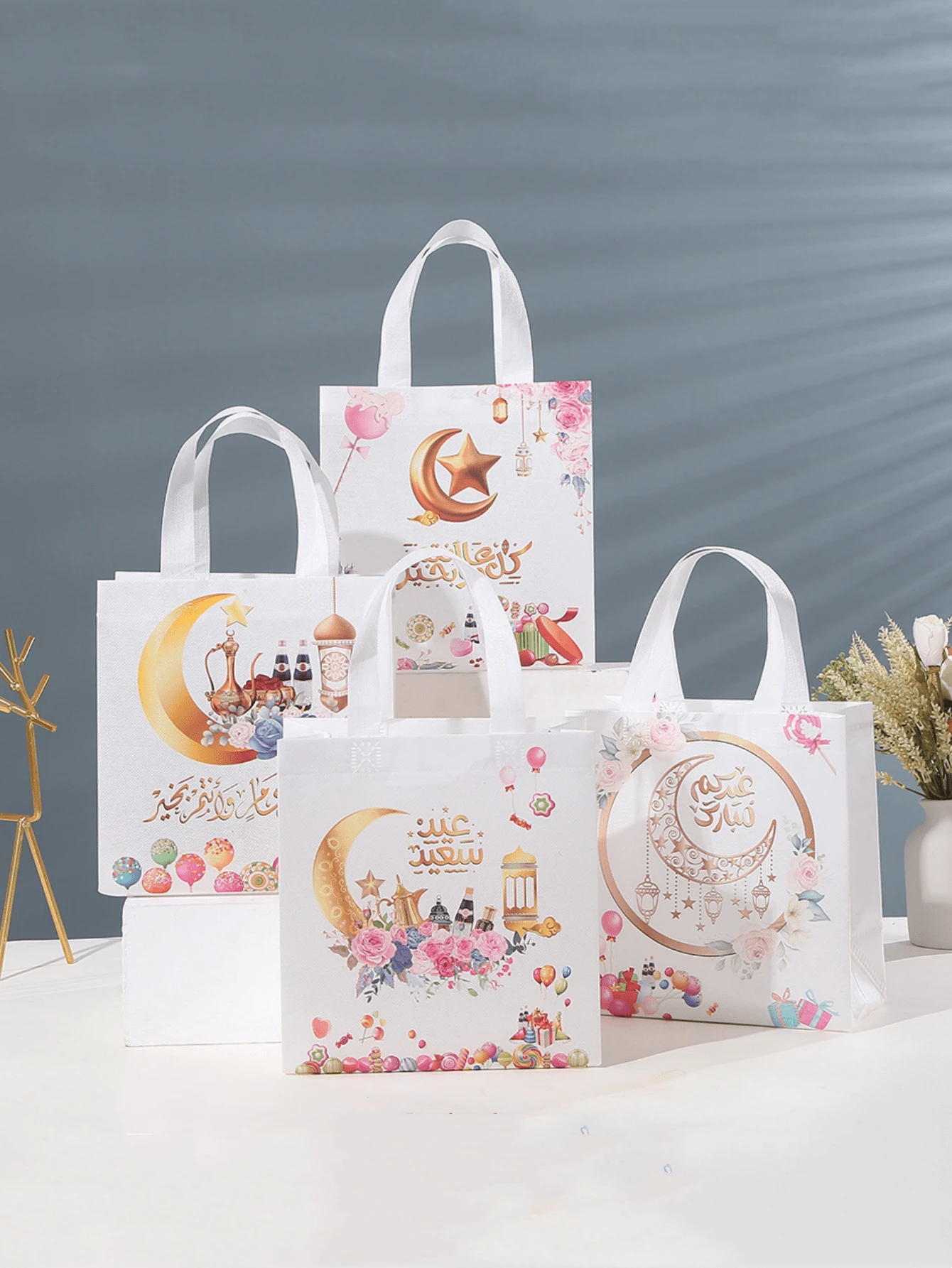 4/8/12 sztuk Moon Festival Urodzinowy prezent Pachaging Non-Woven Fabeic Totebags