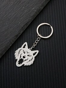 1 Stück Herren Silber-Ton Europäischer & Amerikanischer Stil Edelstahl Kette mit Löwenkopf Anhänger, Punk Hip Hop Stil Edelstahl Tier Schlüsselanhänger, geeignet für täglichen Gebrauch als Auto Accessoire, Taschenbehang, Rucksack Charm für Schule, süßer Goth Y2k