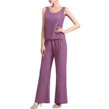 Women's Mother Of The Bride Pant Suits 3 Pieces Chiffon Outfit Sets For Wedding Guest Evening Party Gowns Christmas Gift & New Year Gift - 紫色 - 查看 5