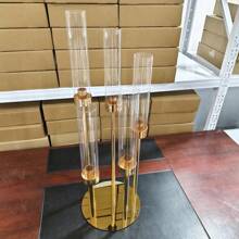 1 件优雅金色 5 臂烛台，带亚克力盖，婚礼桌面支架，非常适合圣诞节和家庭派对装饰