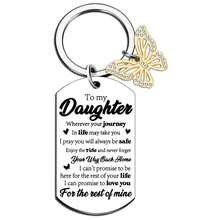 带蝴蝶装饰的不锈钢军用狗牌钥匙扣，是送给朋友和家人的最佳礼物 - 銀色2 - 查看 11