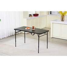4 Foot Fold-In-Half Adjustable Folding Table, - Black - View 4