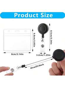 1/2/3/4PCS Dây đeo thẻ màu đen có thể thu vào trong suốt, giá đỡ huy hiệu có giá đỡ thẻ ID cho giáo viên, nhân viên văn phòng, quà tặng Giáng sinh, quà tặng Lễ Tạ ơn - màu đen - Xem 2