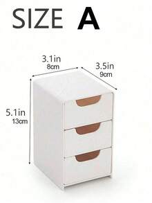 1 件迷你桌面收纳盒，带 3 个隔层，珠宝口红抽屉化妆品收纳盒，简易 3 层抽屉收纳盒，桌面收纳盒 - 白色 - 查看 4