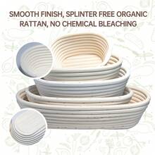 1pc, Bread Proofing Basket, Round/Oval Bread Proofing Basket With Proofing Liner Cloth, Fermentation Basket Natural Rattan Bowl, Yeast Bread Dough, Bread Bakery Basket, Artisan Bread Making For Professional & Home Bakers - Beige - View 4