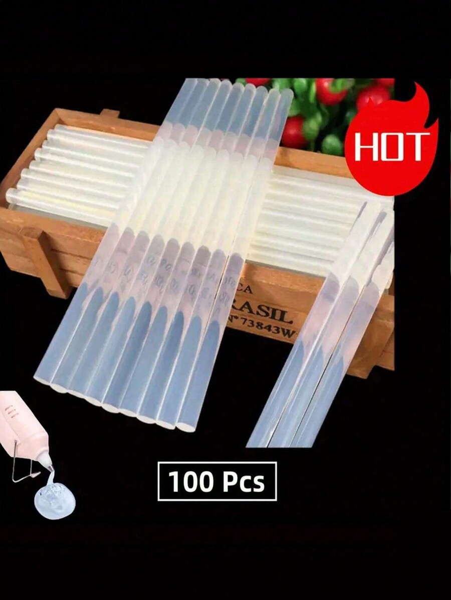 100pcs Mini Ultra Clear Hot Melt Glue Sticks, 0.27" X 3.95" Smooth