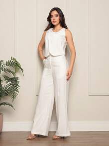 Women's Vest Set - 白色 - 查看 3