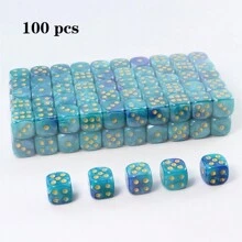 100pcs Colorful Marble D6 Acrylic Round Corner Dice, Premium Durable Dice, Suitable For Games, Math, And Classroom Teaching (12mm) - Multicolor - View 16