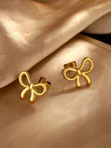 Set de Collar con Colgante Minimalista de Mariposa Hueca de Acero Inoxidable + Aretes, Accesorios de Joyería para Mujeres, Adecuado para Uso Diario y Regalo