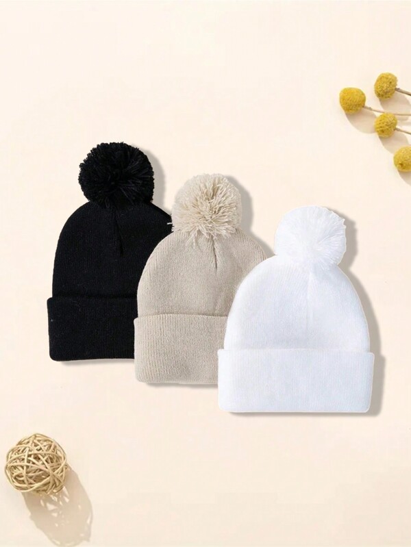 1PC Kids Winter Hats Baby Knitted Beanie Toddler Cold Proof Caps For 3-12 Years Old Boys And Girls Solid Color Soft Warm Elastic Fit Beanies Bonnet Hat