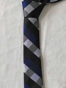 Men's Casual Colorful Plaid Tie - Xám - Xem 3