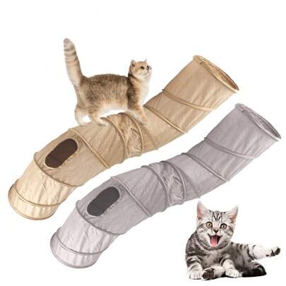Cat Tunnel For Indoor Cats Collapsible Cat Toys Play Tube 3 Ways S Shape Cat Tunnel Grey Suede Pet Crinkle Tunnels For Cat