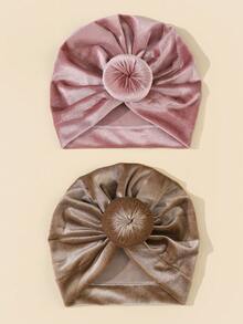 5 件装 1-6 个月婴儿冬季甜甜圈装饰羊毛头巾帽，户外可爱婴儿无檐便帽 - 彩色 - 查看 4