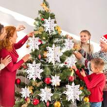 6/12/18Pcs 3D Hanging Snowflake Decorations, 3 Sizes Paper Snowflakes Ornaments For Christmas, Xmas Tree, Winter Wonderland Parties Decor