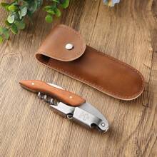 1pc Personalized Engraved Bottle Opener, Leather Sheath, Wooden Handle, Suitable As Friend, Father's Day, Birthday Gift Or Men's Gift, Also Essential For Weddings, Unique Gift - 1 Pcs - View 4
