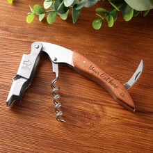 1pc Personalized Engraved Bottle Opener, Leather Sheath, Wooden Handle, Suitable As Friend, Father's Day, Birthday Gift Or Men's Gift, Also Essential For Weddings, Unique Gift - 1 Pcs - View 5