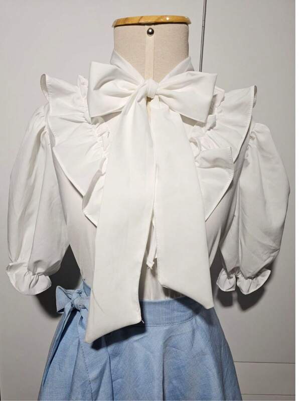 Blusa Social Evangélica    Moda Feminina Com Babado Na Frente Gola Laço